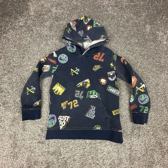 Nike Hoodie Toddlers 3T Grapic Print Swoosh Pullover Navy Blue Sweater - Picture 1 of 8